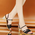 Summer New Korean Style Glitter Decor Women's Heeled Mules 2026 Fashion Round Toe Solid Chunky Heel Women Shoes Туфли Женские