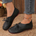 2026 All-Season New Women's Vintage Flat Sole Mom Shoes - Bow Slip-On Casual Flats, Plus Size Comfortable Commuter Shoes