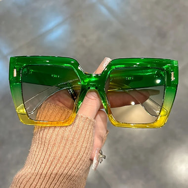 New Gradient Fashion Sunglasses Large Square Rectangle Frame Anti-Reflective Lens Sport Eyewear Summer Beach Party Accessory