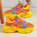 VEAMORS Trendy Chunky Shoes for Women Platform Casual Sneakers Mesh Walking Shoes Breathable Fashion Platform Dad Shoes Lace-up