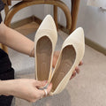 2025 Women Pointed Toe Flats Breathable Fabric Spring Summer Flat Shoes Soft Sole Slip-on Girls Daily Walking Driving Loafers