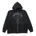 Oversized Full Zip Hoodie Rhinestone Cross Spider Web Gothic Streetwear For Men Women