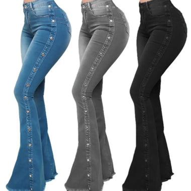 Women's Clothing New Jeans European American 2025 New Popular High Waisted Elastic Floor Speaker Jeans Women Long Pants Jeans