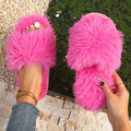 New Autumn Winter Women Fashion Faux Fur Slippers Solid Color Comfort Indoor Home Slippers Woman Lightweight Warm Fluffy Slides