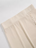Women Ribbed Knit Midi Pencil Skirt High Waist Side Buttons Slit Bodycon Slim Fit Elegant Casual Office Long Skirt