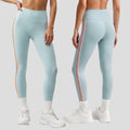 Women High Waist Yoga Leggings Side Bicolor Stripes Design High Stretch Opaque Soft Breathable Workout Pants