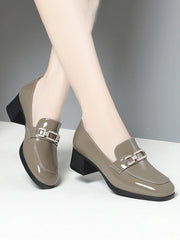 Spring Autumn Ladies Pumps Shallow Shoes Patent Leather Soft Sole Crystal High Heels  Loafers Fashion Breathable Single Shoe