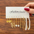 Fashion Geometric Hoop Earrings Set for Women Vintage Bohemian Pearl Gold Color Round Earring Punk Daily Wear Jewelry Gifts 2025