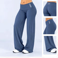 DFXEN Logo Women's Naked Feel Yoga Pants High Waist Butt Lift Wide Leg Flowy Trousers Soft Stretch Gym Fitness Workout Leggings