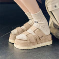 Summer Platform Women Men Slippers Genuine Cow Leather Beach Womens Buckle Chunky Sandals Vacation Slides for Ladies Footwear