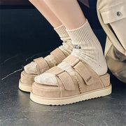 Summer Platform Women Men Slippers Genuine Cow Leather Beach Womens Buckle Chunky Sandals Vacation Slides for Ladies Footwear