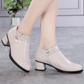 Solid Spring Autumn Women Fashion Pumps Thick High Heels Soft Comfortable Mam Zip Shallow Women Shoes