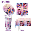 Party Disposable Set K-Pop Theme Disposable Tableware Set for Kids Birthday Baby Shower Party - Paper Plates Cups And Tablecloth with Birthday Banner