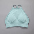 Women Sports Bra for Workout High Neck Gym Crop Top Nylon Fitness Shirts Padded Activewear