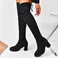 Autumn and Winter New Skinny Over-the-knee Women's Skinny Leg Stretch Boots Round Toe Block Heel High-heeled Long-leg Boots