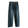 Autumn 9XL Tapered Jeans For Women Simple Elastic Waist Loose Denim Pants American Casual Fashion Retro Splicing Trousers