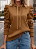 2024 Autumn Winter New Polo Hoodie Solid Color Long Sleeve Fashion Stacked Sleeve Casual Comfortable Women's Hoodie
