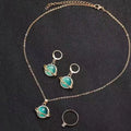 4PcsPlanet Star Jewelry Set for Women Golden Color Blue Round Stone Pendant Necklace Earrings Ring Fashion Party Costume Jewelr