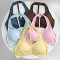 Women's T-Back Adjustable Strap Yoga Halter Sports Bra - Quick-Dry, Breathable, Shockproof Gym Tank Top