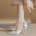 Wedding Heels Women Luxury Brand Design String Bead Pearls High Heels Ladies Sexy Elegant Pointed Toe White Black Pumps2025