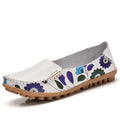 2025 Spring women genuine leather shoes slip on ballet women flats print woman shoes 4 colors moccasins loafers shoes