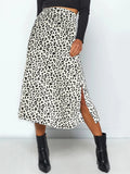 New Sexy Leopard Print Chiffon Split Skirt Casual Fashion Long Skirts for Women Spring Summer Zip Elegant Female Skirt