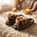 Leopard Color Indoor Fluffy Slippers For Women Winter House Shoes Warm Plush Cute Love Style Big Size Girls Home Cotton Slipper