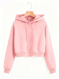 Street Style Solid Color Autumn Winter Cropped Sweatshirt Crop Top Hoodie Y2k Sweatshirts Fashion Casual Style Clothes