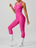 Women Yoga Seamless Peach Booty One-Piece Yoga Bodysuit - V-Back Tummy Control Gym Outfit for Women - Sexy Workout Jumpsuit Fitness Bodycon