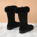 EOFK Women Snow Boots Winter Fur Waterproof Mid Calf Faux Suede Concise Warm Flat With Zip Solid Ladies Ankle Bootie Shoes
