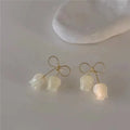 White Color Bowknot Tulip Flower Stud Earrings For Women Brincos Feminino Fashion  Rhinestone Jewelry Christmas Girl Friend Gift