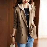 2025 Spring Autumn Women's Suit Coat Hooded Appear Thin Temperament Ladies Blazer Leisure Large Size Elegant Female Suit Tops