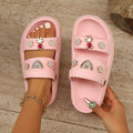 Summer Multi-Color Women's Slippers Diamond Bear Floral Heart Decor Sandals Beach walk Vacations Parties Home Versatile Slides