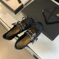RYAMAG Women's Ballet Flats Square Toe Mary Jane Shoes Buckle Strap Gothic Ballerina Mules Ribbon Bowknot Loafers Casual Flats