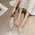 Women Ballet Flat Wedding Women Sparkly Rhinestone Flat Shoes 2026 New Pointed Toe Slip On Comfortable Ballet Flats For Wedding Party And Daily Wear