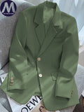 Women's Long Sleeved Blazer Korean Fashion Slim Fit Casual Loose Office Blazer for Spring Autumn
