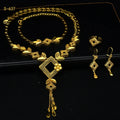 Dubai Gold Color Jewelry Set For Women Wedding Bridal Long Tassel Necklace And Earrings Set African France Party Gifts