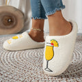 Pina Colada Embroidered Cup Pattern Women's Winter Slippers Warm Comfortable Indoor Anti Slip Leisure Home Plush Couple's Shoes