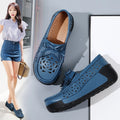 Summer Woman's Casual Shoes Flats Leather Slip-on Ladies Platform Hollow Loafers Breathable Female Moccasins Chaussures Femme