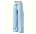 High-Waisted Color-Block Straight-Leg Sports Pants for Women, Loose Fit with Drawstring, Slimming Wide-Leg Yoga Pants, Casual Br