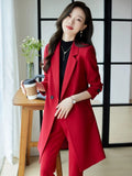 New Autumn Winter Women Formal Blazer Ladies Long Sleeve Double Breasted Jacket Coat Female Mid Long Windbreakers Outerwear Tops