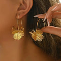 Exquisite Butterfly Flower Pendant Earrings Golden Vintage Earring Fashion Wedding Party Jewelry Accessories