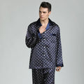 Silk Pajamas Satin Men Silk Satin Pajamas for Men Sleepwear Cozy Soft Print Long Sleeve Nightgown Tops + Trousers Two Pieces Mens Pajama Set