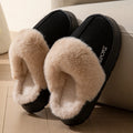 Women Winter Slippers Faux Fur Collar Warm Comfort Non-slip Thick Sole Couple Indoor and Outdoor Snow Boots Home Casual Shoes