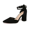 2025 Summer Square High Heels Women Shoes Flock Pointed Sandals Sexy Female Sandalias Shoes Ankle Buckle 6cm Heel Casual Pumps