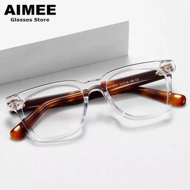 Women Designer Optical Frame Vintage Square Acetate Glasses Frame Brand Designer Men Women Prescription Eyeglasses Optical Blue Light Spectacles JMMHBRX Gafa