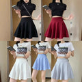 Comfortable Polyester Pleated Skirt Elastic Casual Mini Skirt Half Skirt Spring Summer