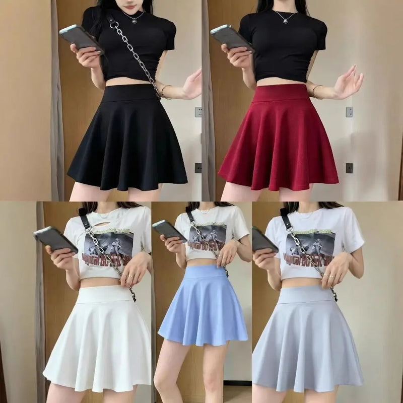Comfortable Polyester Pleated Skirt Elastic Casual Mini Skirt Half Skirt Spring Summer