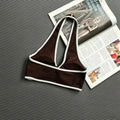 Halter Twist Contrast Yoga Bra Removable Padded Quick Dry Gym Sports Top