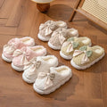 Bow Cotton Slippers Women's Winter Indoor Home Use 2024 Style Cotton Slippers Autumn/winter Thick Bottom Warm Postpartum Shoes
